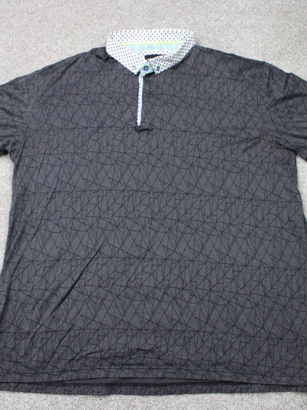 Maceoo Polo Shirt Mens 8/ 4XL Gray Mozart Triangles Contrast Collar Short Sleeve